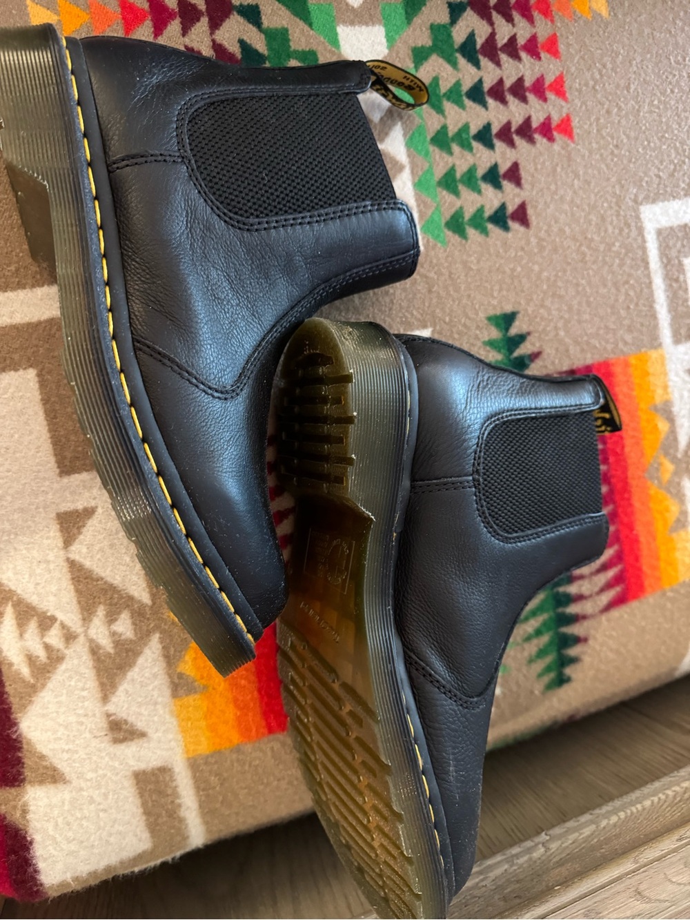 Dr. Martens Black Leather Chelsea Boots with Yellow Stitching - Picture 2 of 3